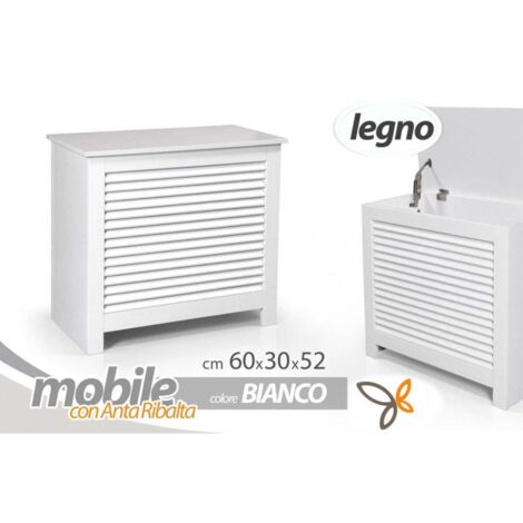Cofre blanco con banco abatible en madera 60 x 30 x 52 cm