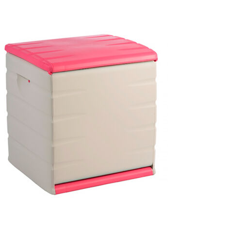 Cofre con cerradura PLASTIKEN con ruedas - 190 L - Funcional y estético - Beige y Fucsia