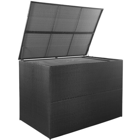 Cofre de almacenaje para muebles de jardín 150 x 100 x 100 cm resina tejida negra 020013113