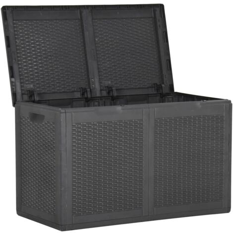 Cofre de almacenaje para muebles de jardín 180 litros ratán PP negro 020013017
