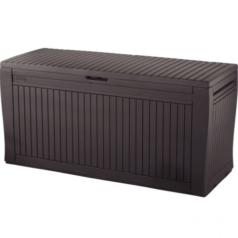Cofre interior exterior de resina con ruedas marrones