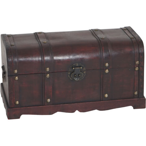 Cofre madera Cofre madera Cofre del tesoro Valence aspecto antiguo 30x57x29cm, redondo