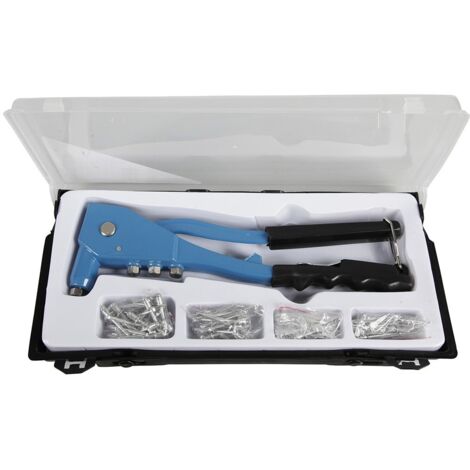Cogex 22126 - Valigetta con rivettatrice a pinza, in alluminio, 4 testine, con rivetti forniti in dotazione