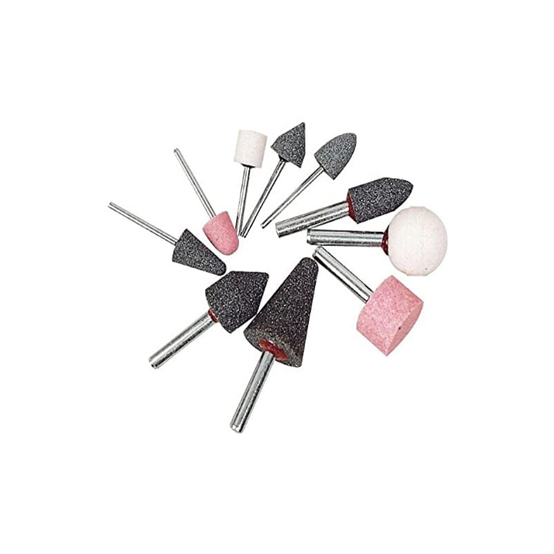 Cogex - meules à poncer - adaptables sur perceuse - lot de 10 pièces - pierres abrasives coniques, cylindriques et rondes - diam