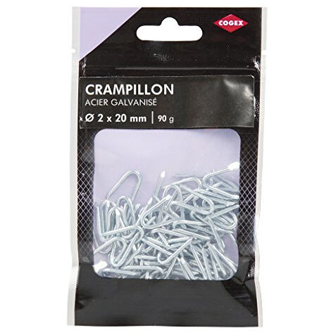 COGEX - CRAMPILLON ACIER GALVANISÉ - COULEUR: GRIS - Ø 2 X 20 MM - 90G - ASSORTIMENT EN LOT 85275