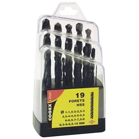 Cogex - metall bohrer hss 1 x 10 mm - 19 stück - box verpackung - 24217 - 3219510242177