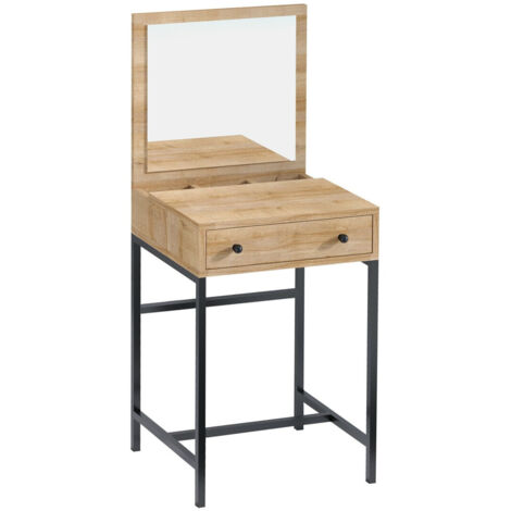 Coiffeuse 1 tiroir avec miroir Ghitia Bois Chêne