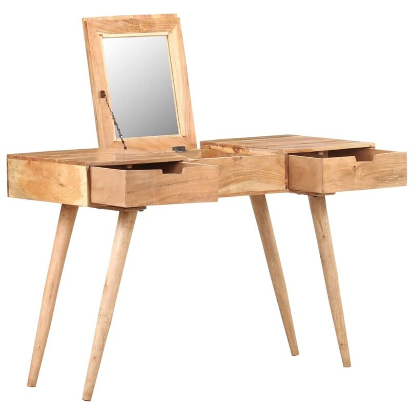 Coiffeuse avec miroir 112x45x76 cm Bois d'acacia massif Vidaxl