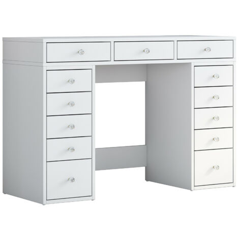 Coiffeuse 13 tiroirs 120×44,5×81,6 cm blanc
