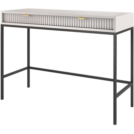 Coiffeuse : 2 tiroirs, Gris, Noir, 104 × 78 × 50 cm
