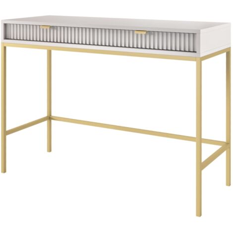 Coiffeuse : 2 tiroirs, Gris, or, 104 × 78 × 50 cm