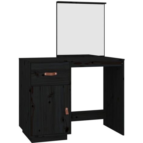 Coiffeuse 95 x 50 x 134 cm bois de pin massif noir