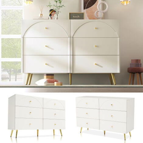 Coiffeuse à deux tiroirs (—Armoire haute / meuble d'appoint / commode pour chambre—Blanc crème)
