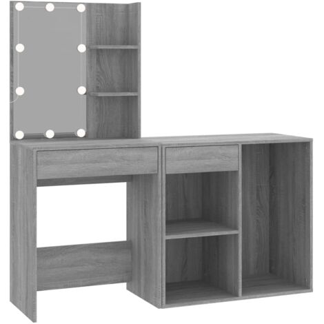 Coiffeuse à LED avec armoire Sonoma gris Bois d'ingénierie vidaXL