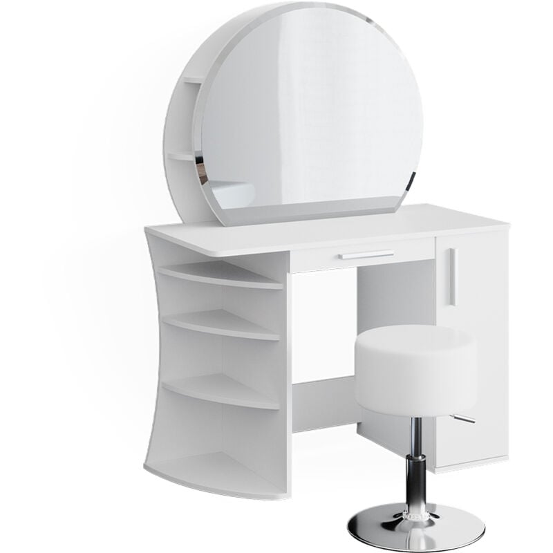 Vicco - Coiffeuse Almina, Blanc, 100 cm avec tabouret