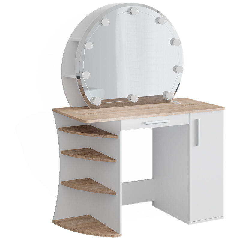 Vicco - Coiffeuse Almina, Sonoma, 100 cm avec éclairage led