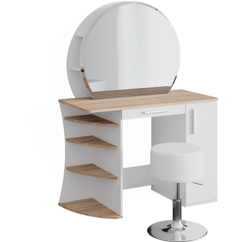 Vicco - Coiffeuse Almina, Sonoma, 100 cm avec tabouret
