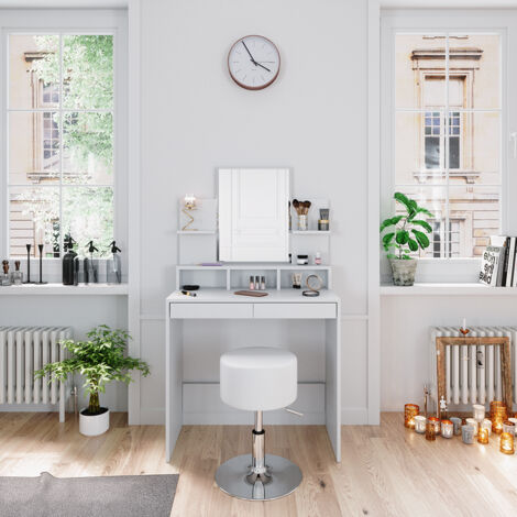 Coiffeuse Ania, Blanc, 80 cm avec tabouret, Vicco