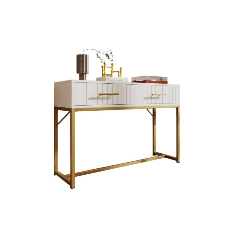 Coiffeuse avec 2 tiroirs, hauteur 75cm, commode, chambre à coucher Highboard blanc, buffet, commode à tiroirs, pour chambre à coucher, blanc