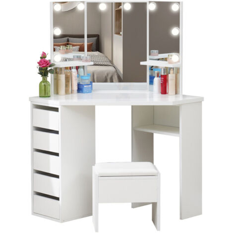 MYHJ Coiffeuse de Chambre Minimaliste Coiffeuse de vanité Moderne Coiffeuse  de Meuble de Rangement Coiffeuse avec tiroirs(Color:White,Size:90cm) :  : Cuisine et Maison