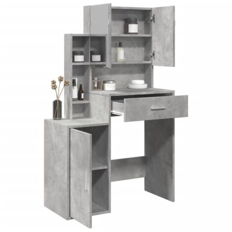 Coiffeuse avec armoire-Meuble de rangement gris béton 80x35x132 cm 656648
