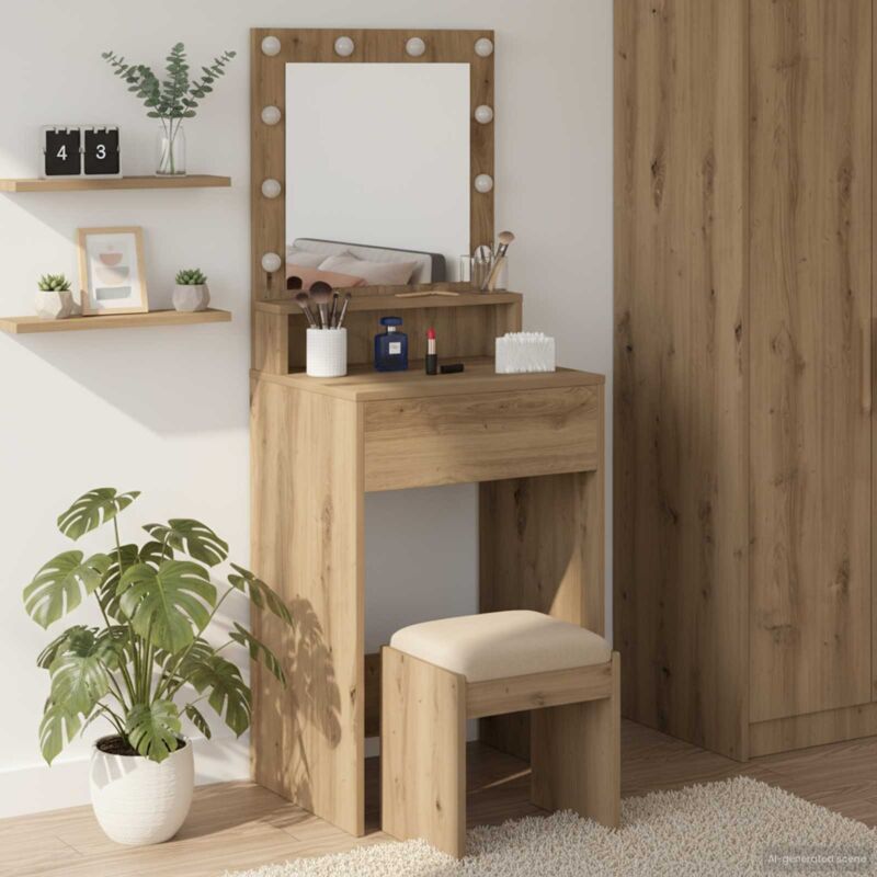 Torana - Coiffeuse chêne artisanal 50 x 41 x 135 cm Bois d'ingénierie