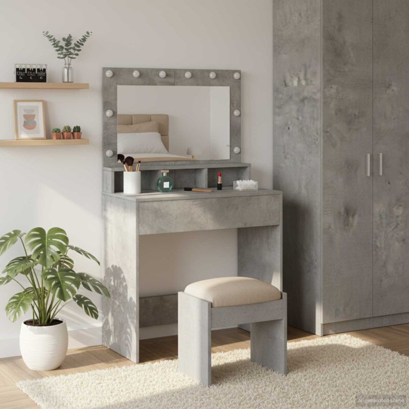 Torana - Coiffeuse Gris béton 79 x 41 x 135 cm Bois d'ingénierie