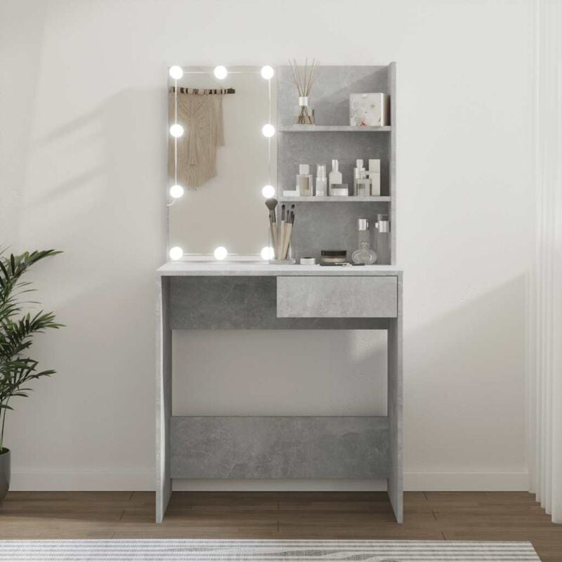 Vidaxl - Coiffeuse avec led Gris béton 74,5x40x141 cm