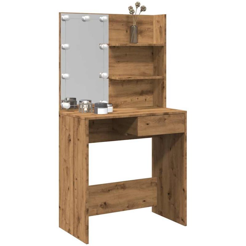 Vidaxl - Coiffeuse avec led chêne artisanal 74,5x40x141 cm