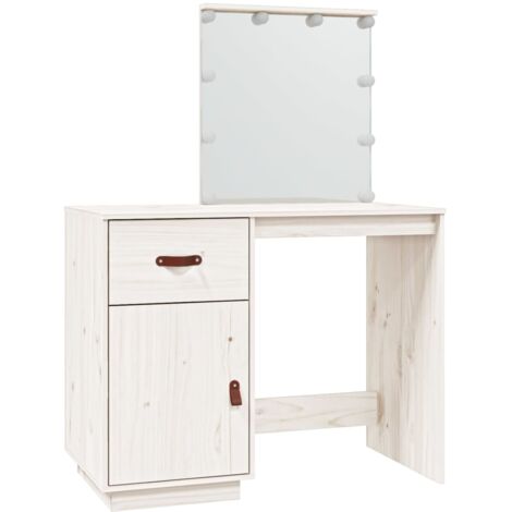 Coiffeuse avec led blanc 95 x 50 x 133,5 cm bois de pin massif