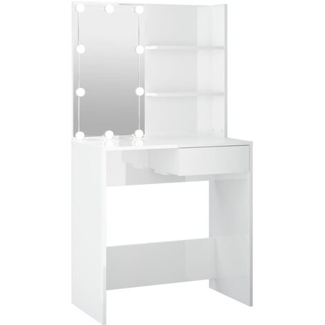 Coiffeuse avec LED Blanc brillant 74,5x40x141