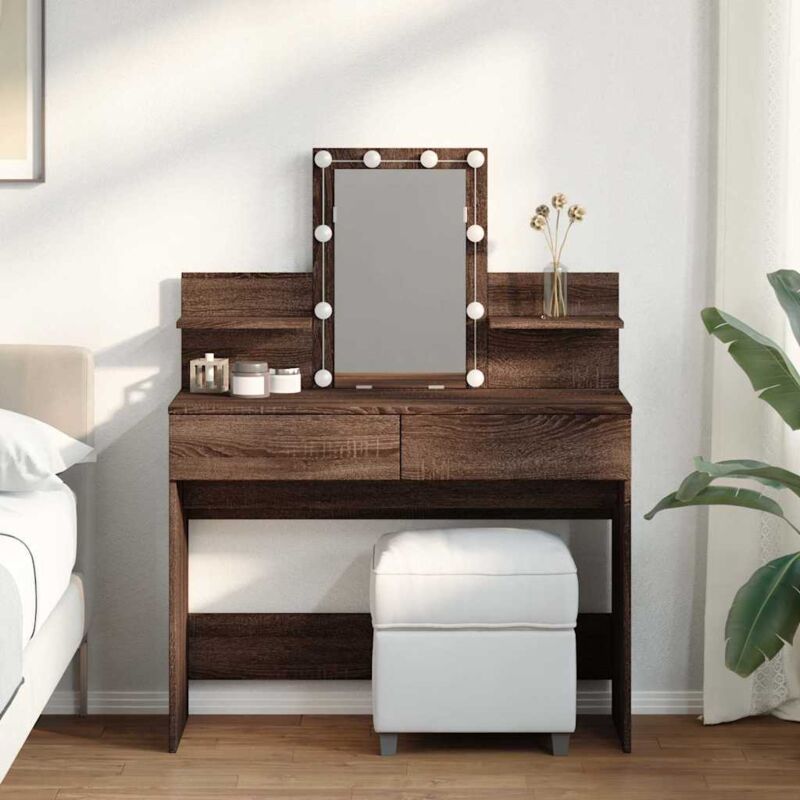 Coiffeuse avec led chêne marron 100x40x130 cm - Vidaxl