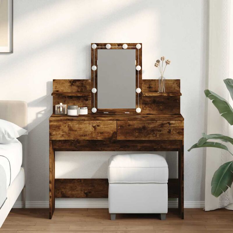 Coiffeuse avec led chêne fumé 100x40x130 cm - Vidaxl
