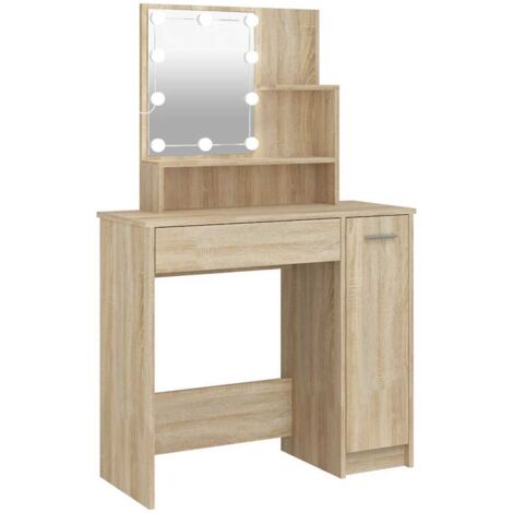 Coiffeuse avec LED chêne sonoma 86,5x35x136 cm