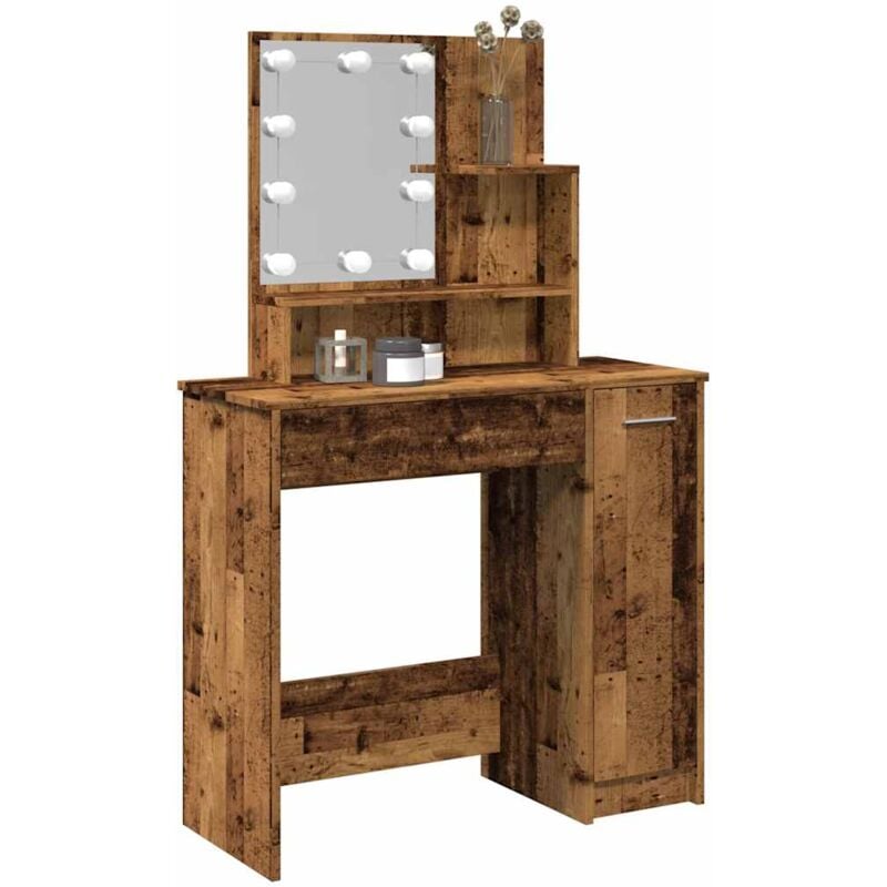 Vidaxl - Coiffeuse avec led vieux bois 86,5x35x136 cm