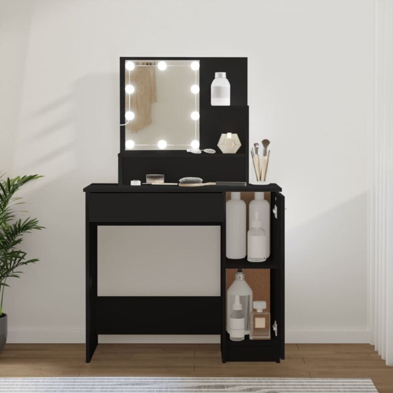 Coiffeuse avec led noir 86,5x35x136 cm Vidaxl