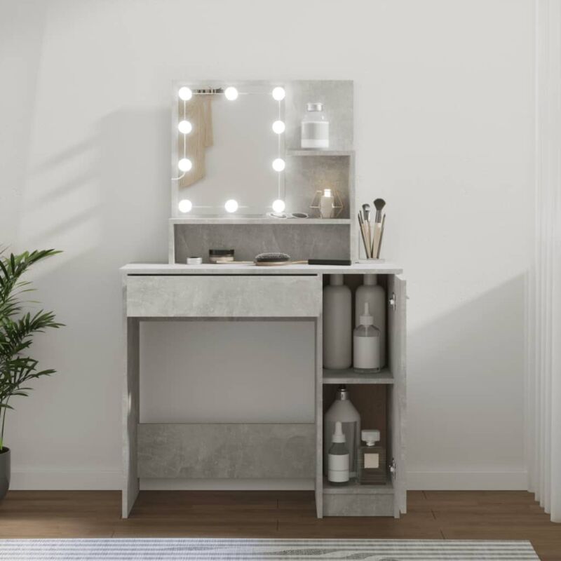 Coiffeuse avec led Gris béton 86,5x35x136 cm Vidaxl