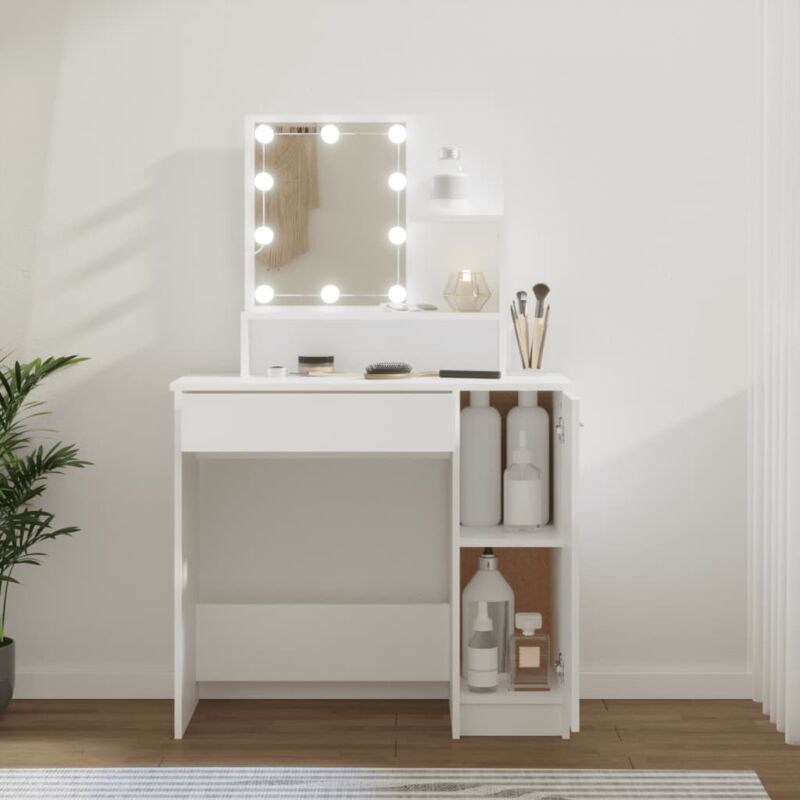 Vidaxl - Coiffeuse avec led blanc 86,5x35x136 cm
