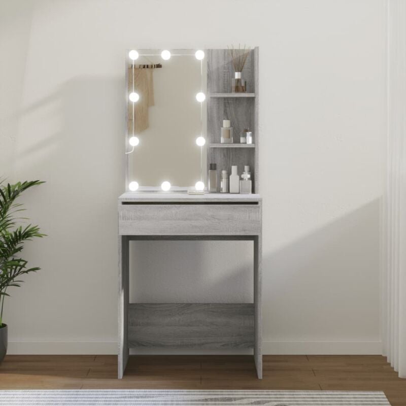 Vidaxl - Coiffeuse avec led Sonoma gris 60x40x140 cm