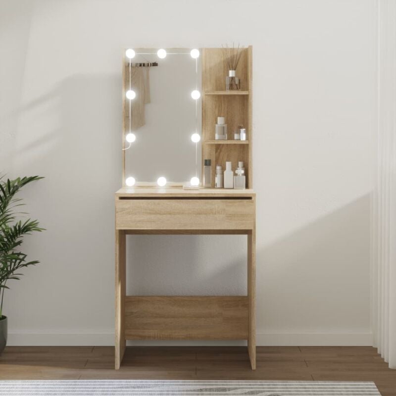 Vidaxl - Coiffeuse avec led Chêne sonoma 60x40x140 cm