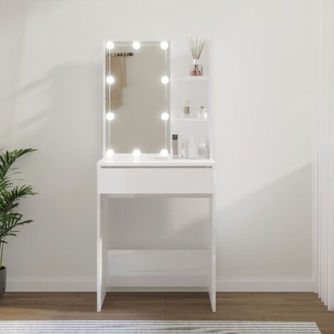Coiffeuse suspendue blanche mat 1 tiroir avec miroir design blanc