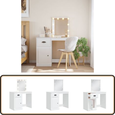 Coiffeuse avec lumières LED blanc 90x42x132,5 cm - Table De Maquillage - Coiffeuse - Meuble Salle De Bain - Vanity - Éclairage Led