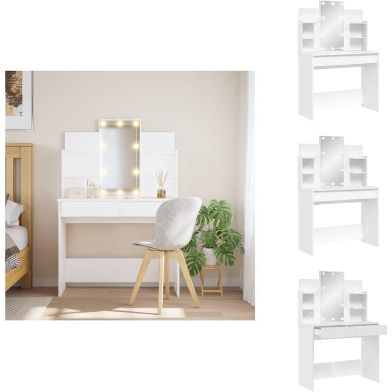 Vidaxl - Coiffeuse avec lumières led blanc 96x40x142 cm - Coiffeuse - Meuble De Salle De Bain - Table De Maquillage - Vanity - Éclairage Led