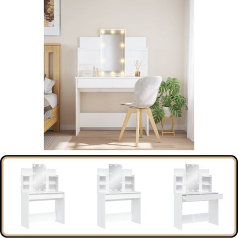 Coiffeuse avec lumières LED blanc 96x40x142 cm - Coiffeuse - Meuble De Salle De Bain - Table De Maquillage - Vanity - Éclairage Led
