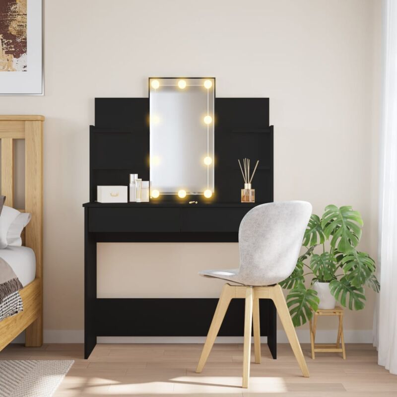 Vidaxl - Coiffeuse avec lumières led noir 96x40x142 cm