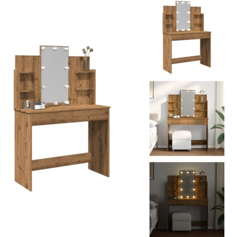 Coiffeuse avec lumières LED chêne artisanal 96x40x142 cm - Coiffeuse - Coiffeuses - Table De Maquillage - Coiffeuse De Maquillage