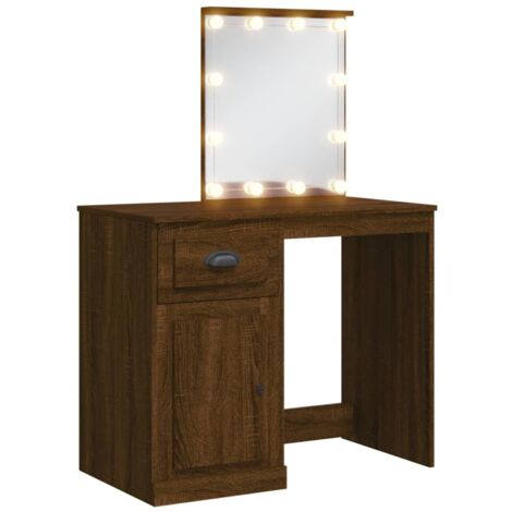 Coiffeuse avec lumières LED chêne marron 90x42x132,5