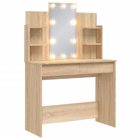 Coiffeuse avec lumières LED chêne sonoma 96x40x142