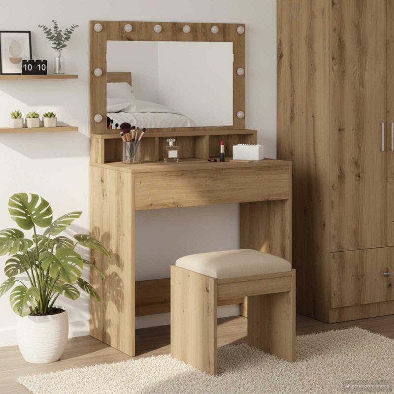 Torana - Coiffeuse chêne artisanal 79 x 41 x 135 cm Bois d'ingénierie
