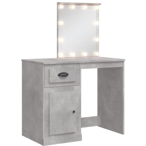 Coiffeuse avec lumières LED gris béton 90x42x132,5